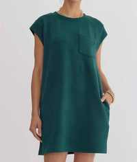 Entro - Quilted Round Neck Sleeveless Mini Dress
