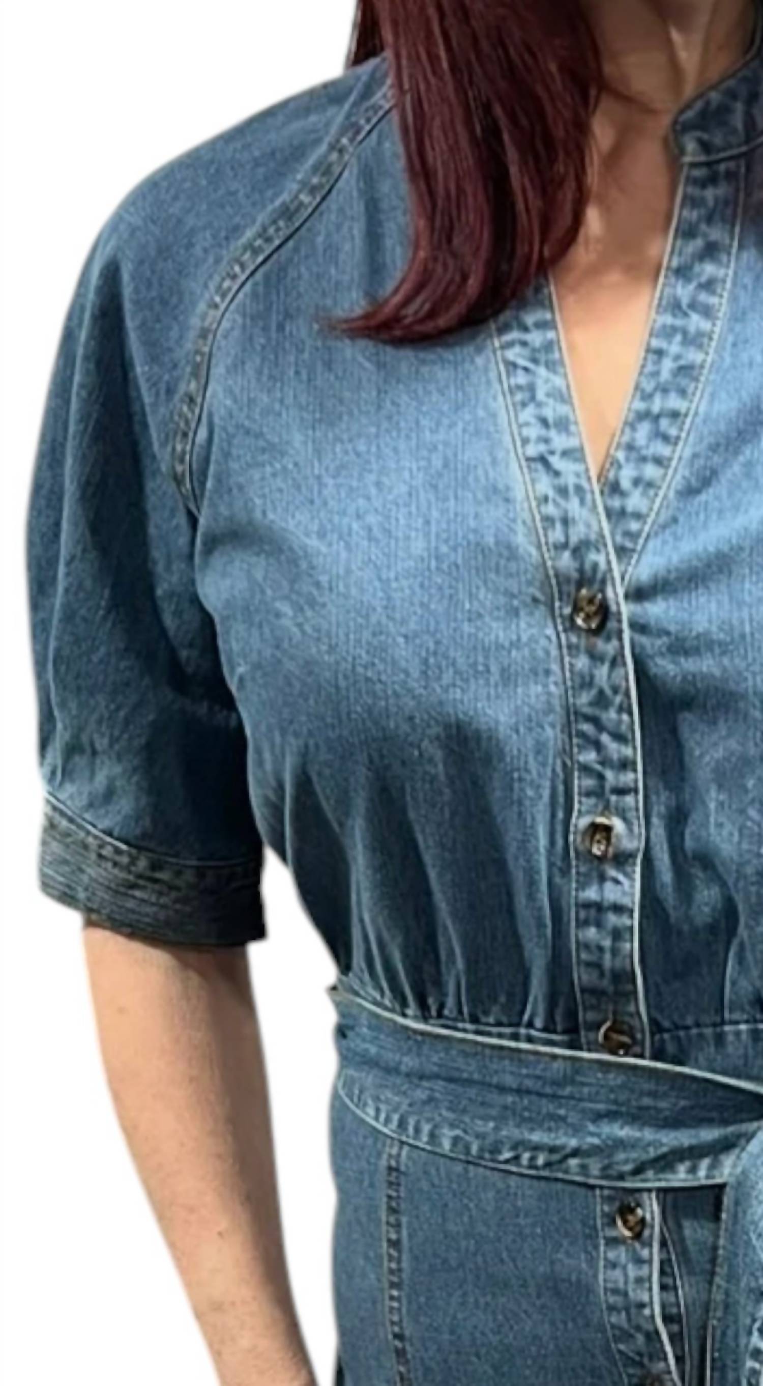 Fate - Short Sleeve Denim Mini Dress