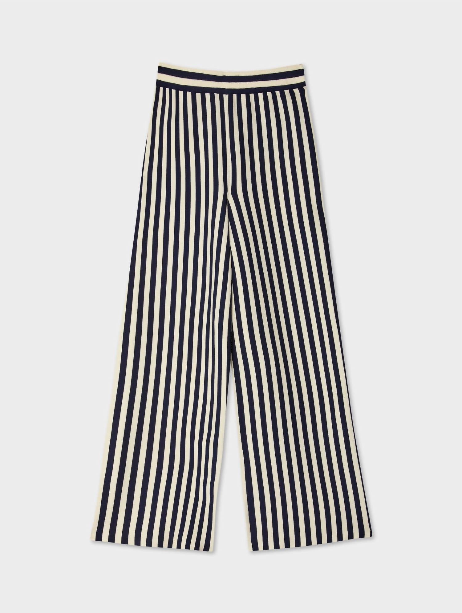 White + Warren - Superfine Cotton Stripe Wide Leg Pants
