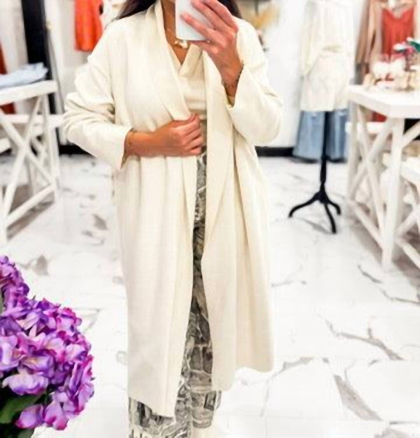 Sadie & Sage Women's Sunday Stroll Open Collar Cardigan in ivory - women's scarf