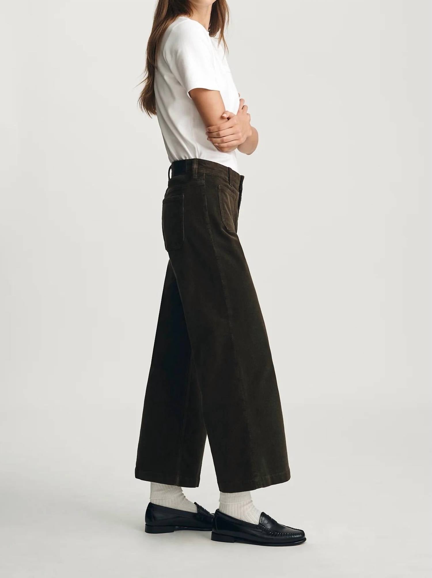 mavi Paloma Marine High Rise Wide Leg Pants in dollar bill cord - women's pants - detail view