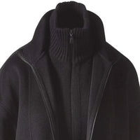 Kinross Women's Knit Insert Zip Mock Coat in black - women's jacket - detail view