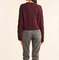 PENDLETON Shetland Wool cable sweater in maroon - women's cardigan - detail view