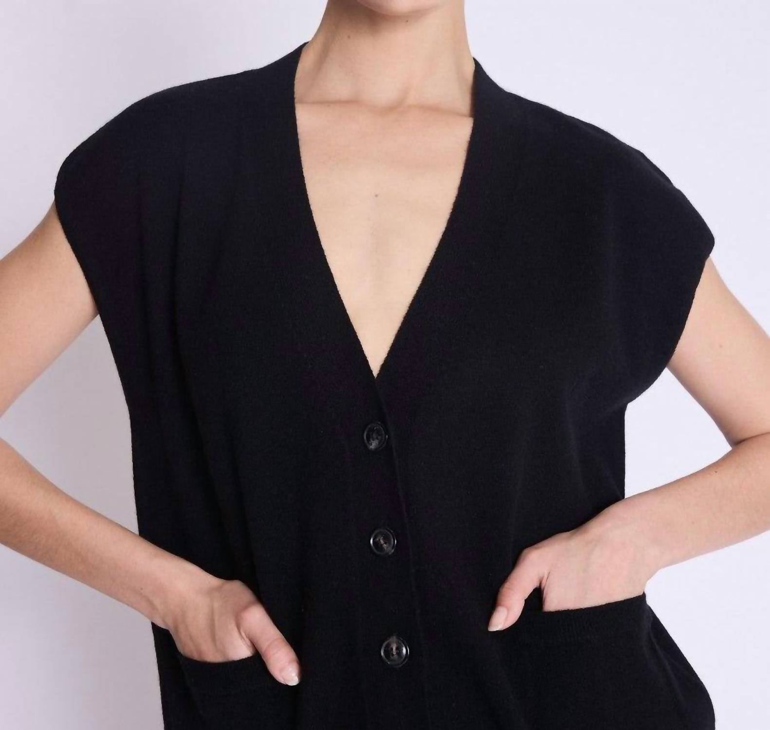 Berenice - Gustave Sleeveless V-neck Buttoned Cardigan