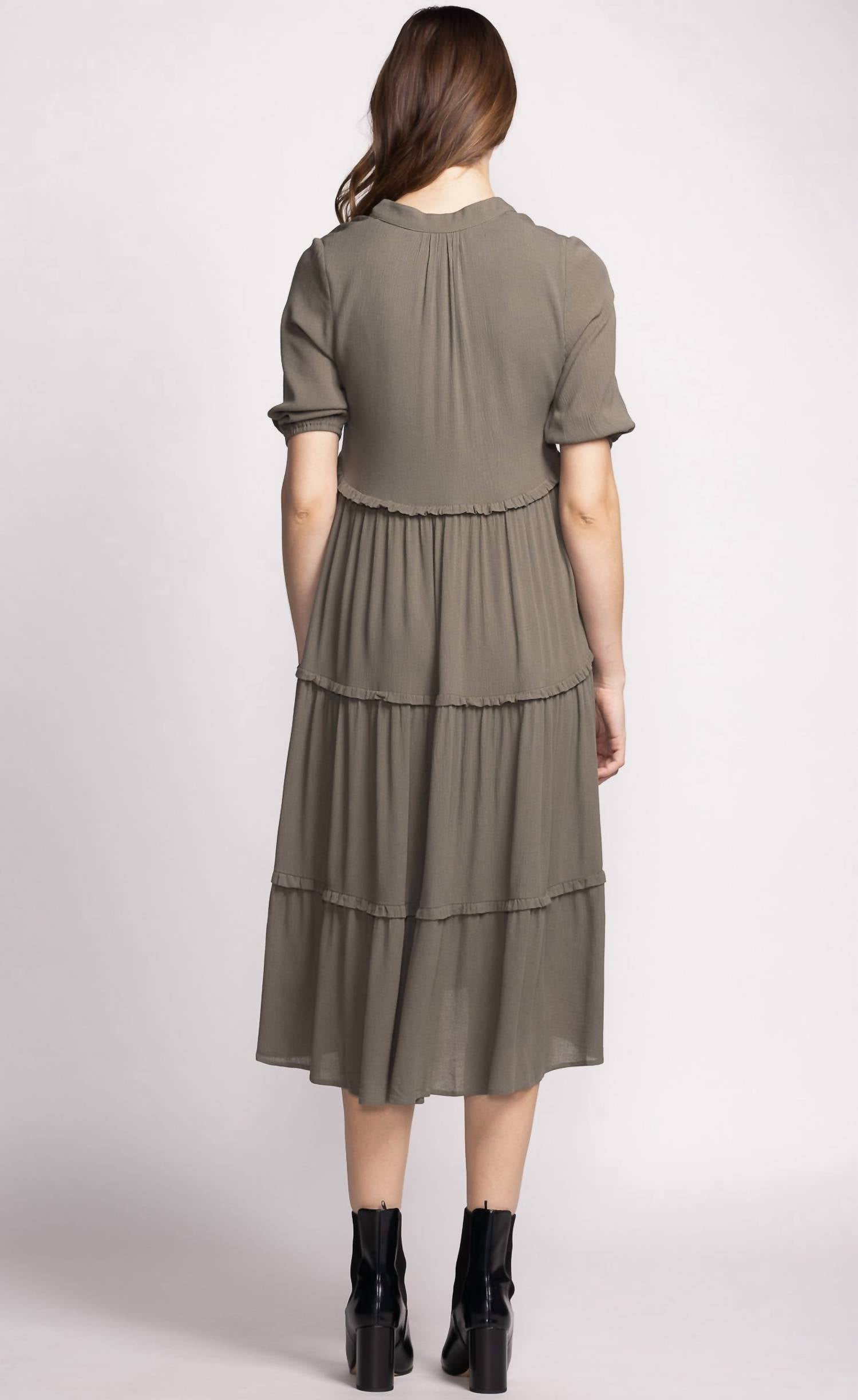 PINK MARTINI Zoey Midi Dress in olive - women's dress - view 4