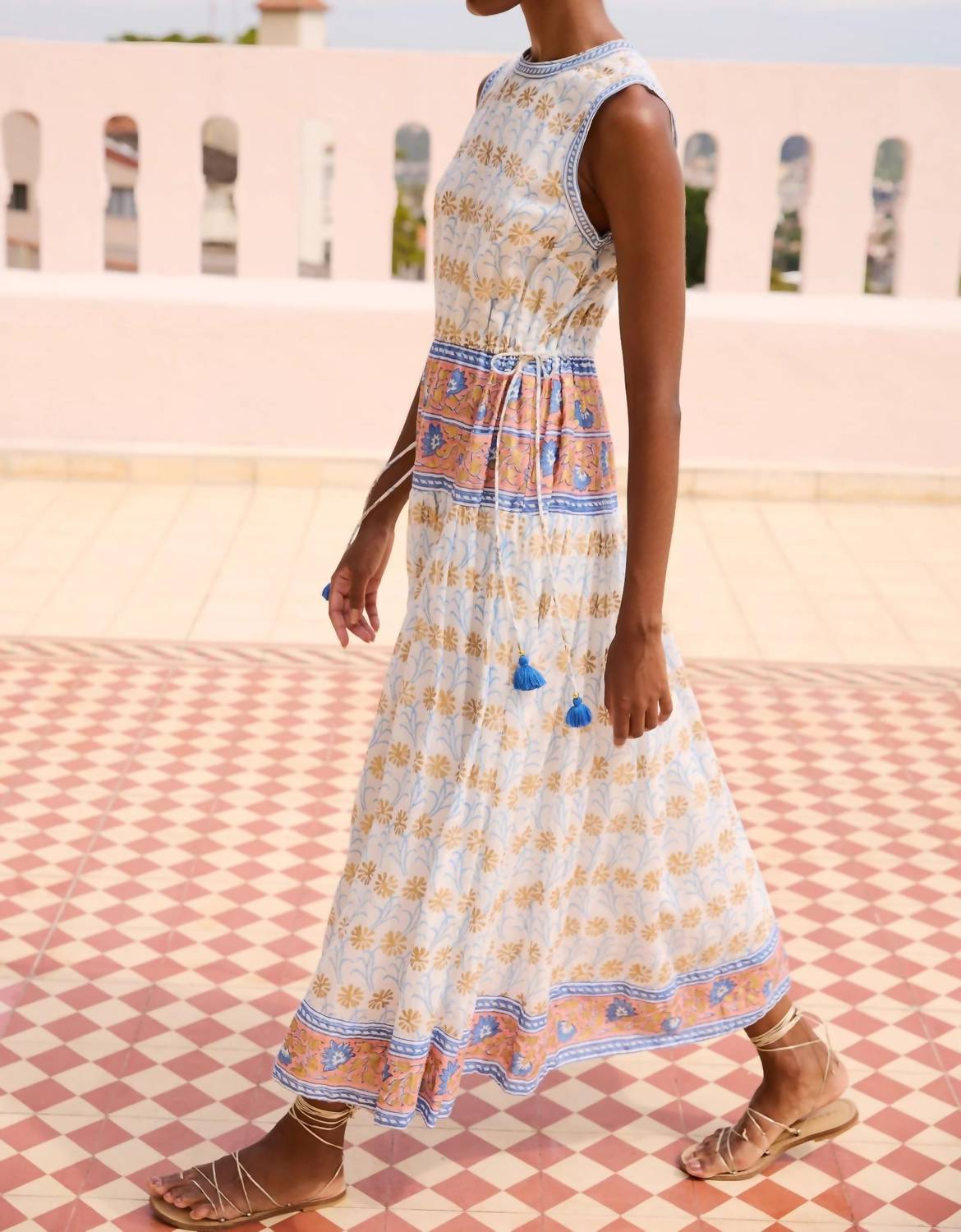 Oliphant - Sleeveless Piped Maxi Dress
