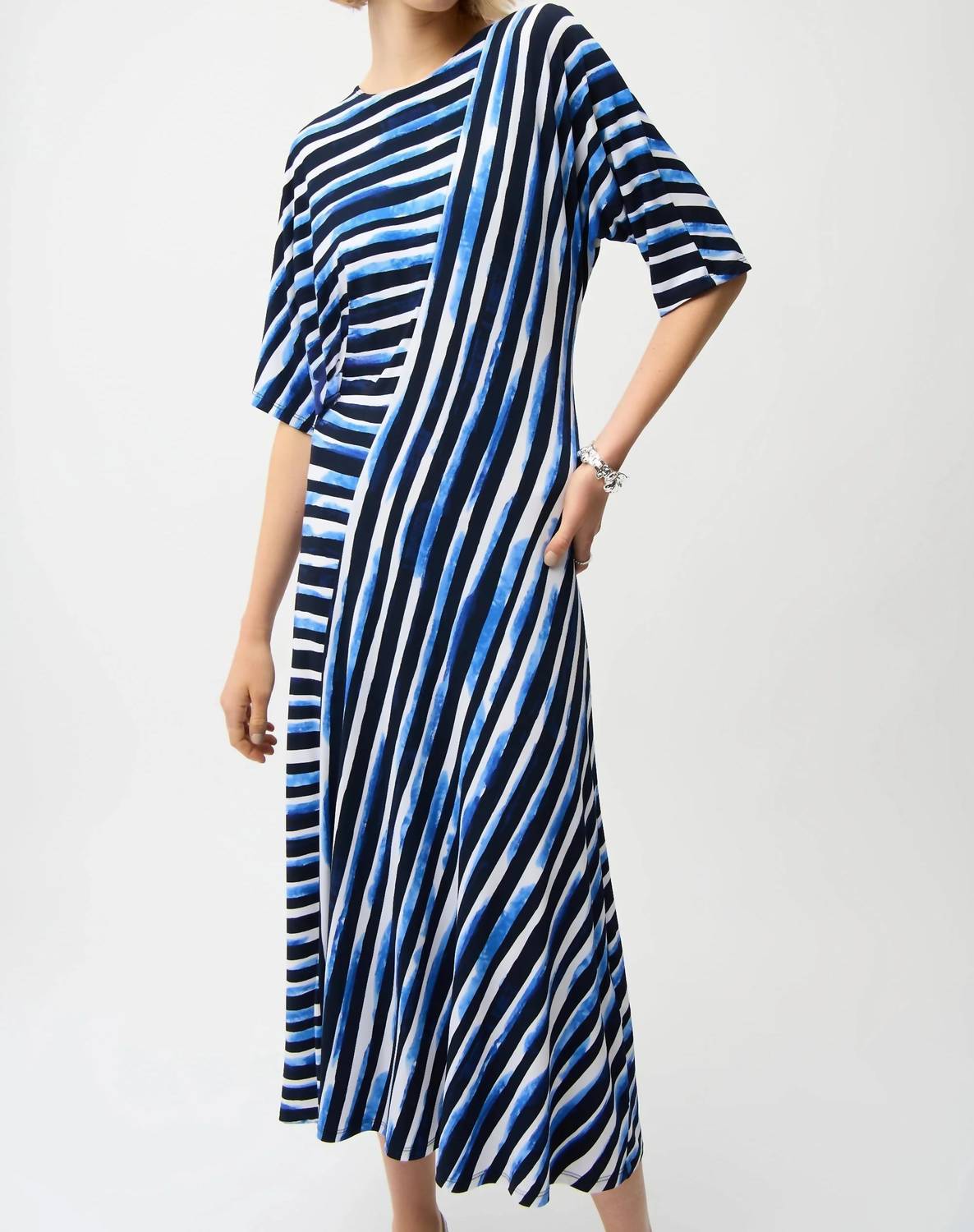 Joseph Ribkoff - Striped Midi Fit And Flare Dress
