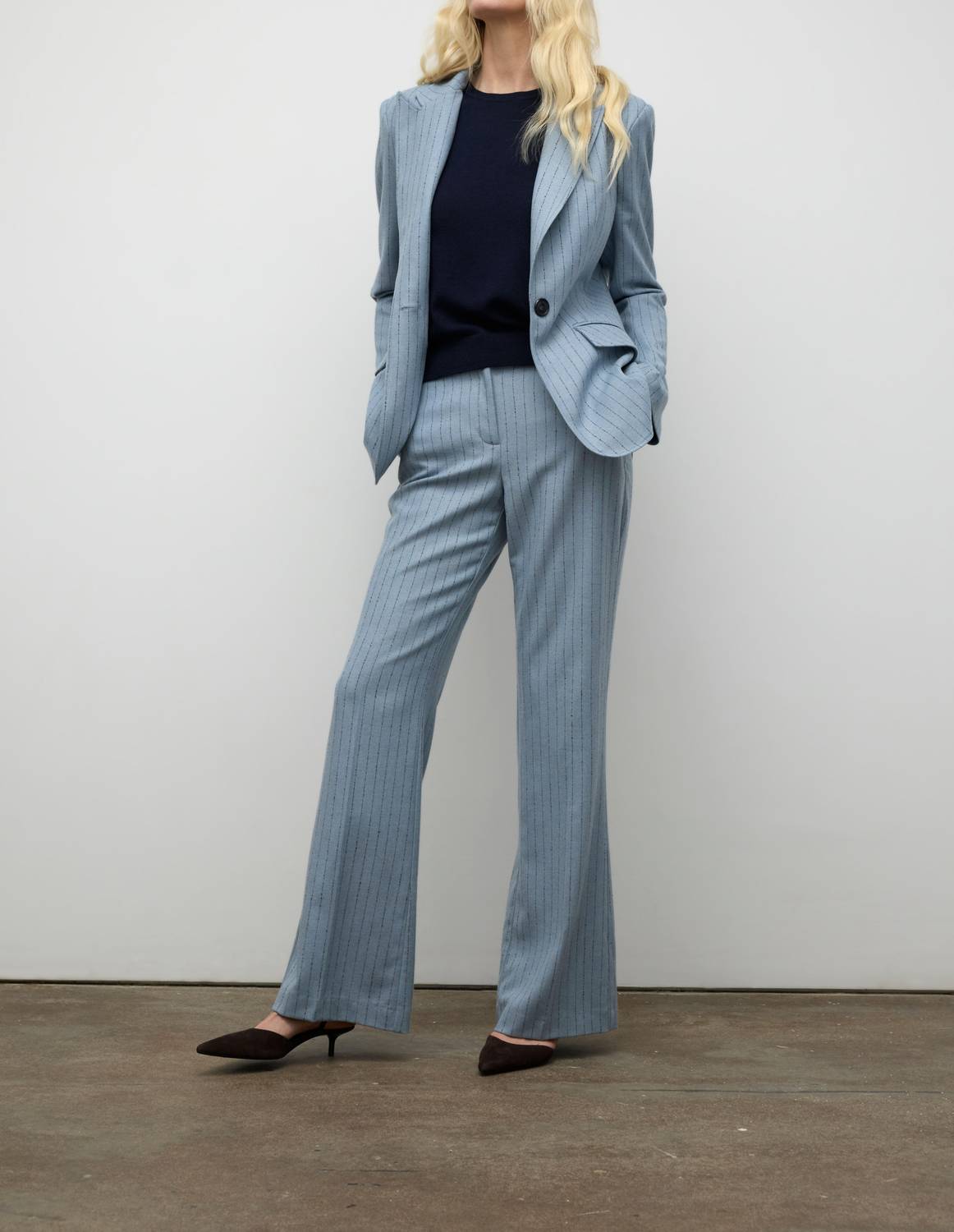 Iris Setlakwe - Pinstripe Bell Sleeve Jacket