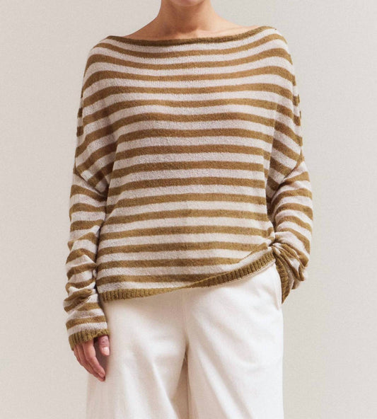 Grade & Gather - Stripe Off Shoulder Knit Top
