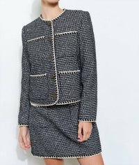 Ina Fashion - Boucle Tweed Braid Trim Jacket