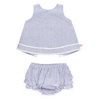 Rufflebutts - Baby Girl Seersucker Ric Rac Swing Top & Bloomer Set