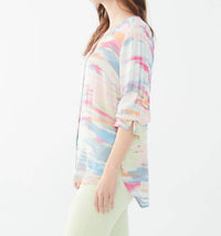 Fdj - Starla Slit Detail Three Quarter Sleeve Crepe Shirt