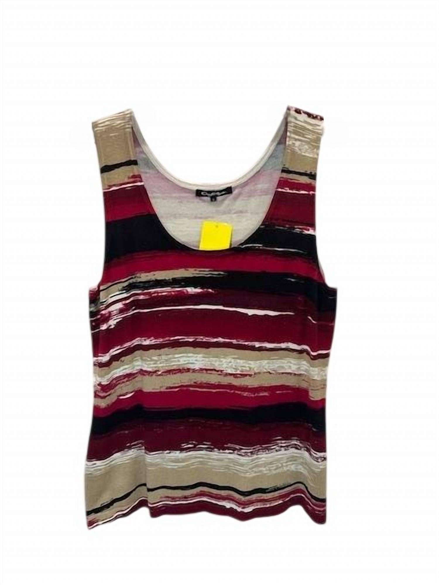 Cheryl Nash Women Brushstroke Pattern Shell Top in red black beige cream - women's tank top