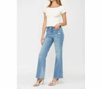 Mica Denim - Mid Rise Slight Flare Jeans