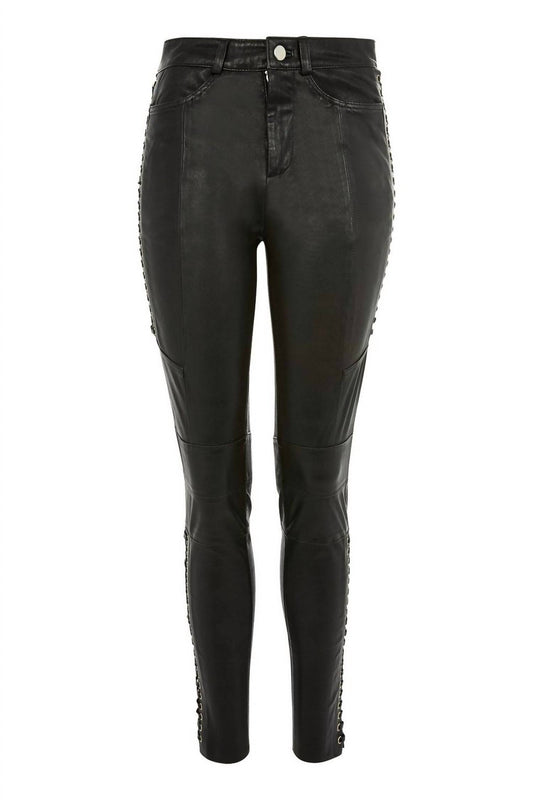 Topshop - Lace Up Biker 100% Leather Skinny Pants