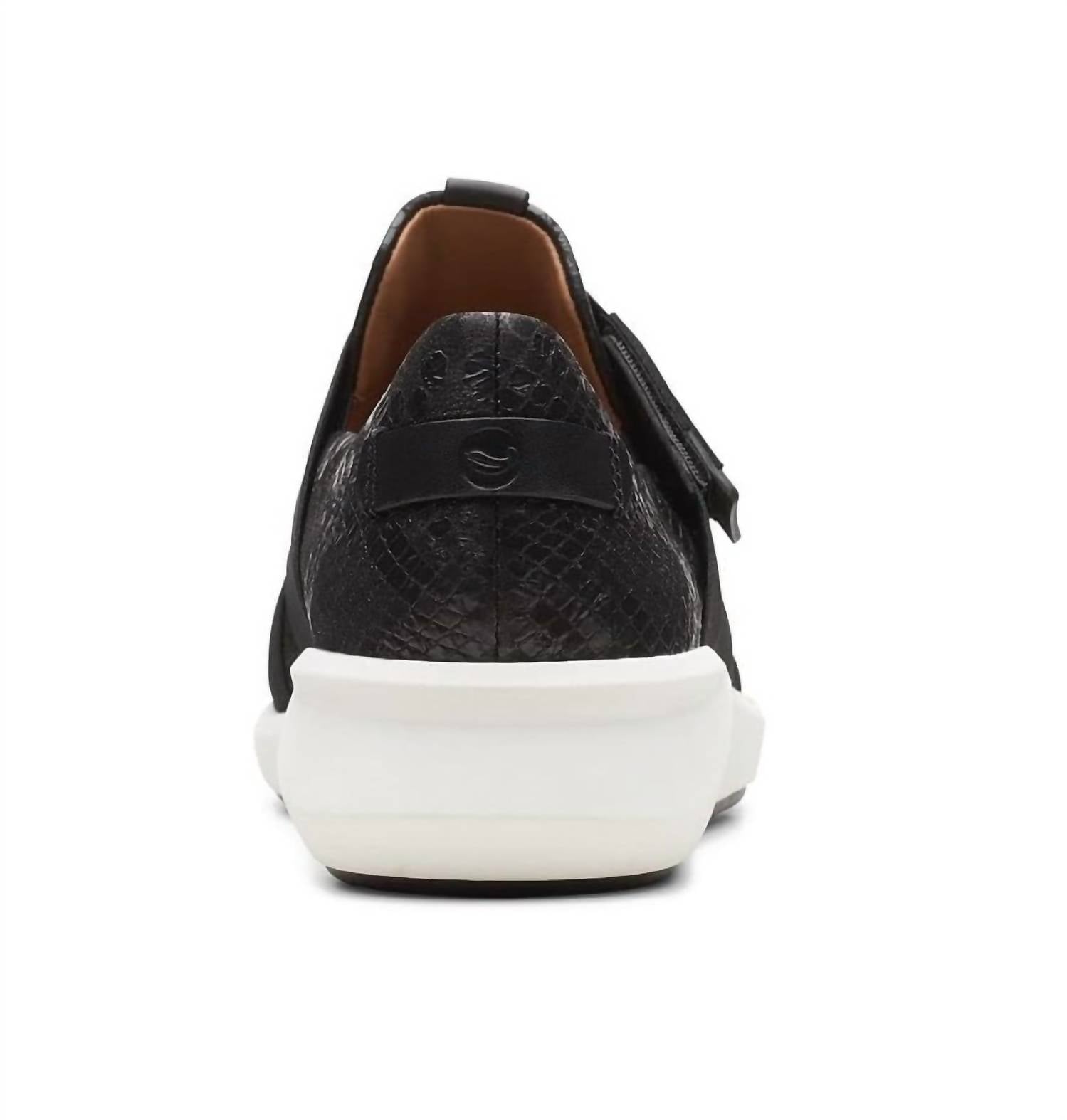 Clarks Women's Un Rio Strap Sneaker in black snake - women's sneaker - view 4