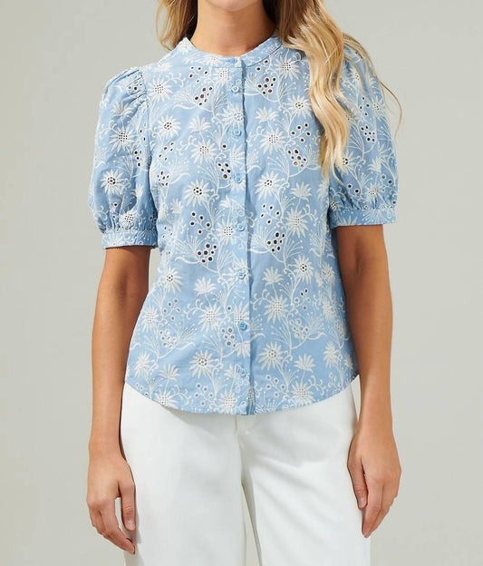 Sugarlips - Moonflower Eyelet Button Down Blouse