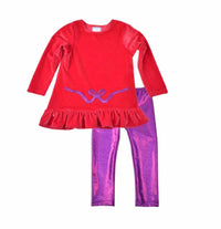 Funtasia Too - Girls Bow Applique Velour Top With Leggings Set