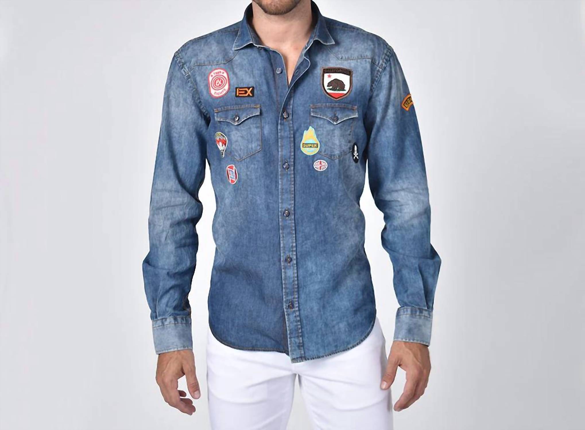 Eight X - Denim California Patch Button Down Shirt