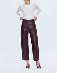 PISTOLA Jett High Rise Bowed Straight Pants in cabernet 1 - women's pants - detail view