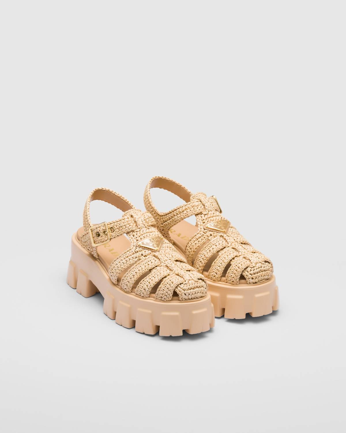 Prada - Women's Monolith Crochet Cage Sandals
