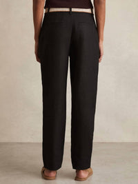 Reiss - Black Beau Belted Tapered Trousers