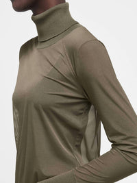 Wolford Tony Long Sleeve Pullover in hunter - women's sweater - detail view