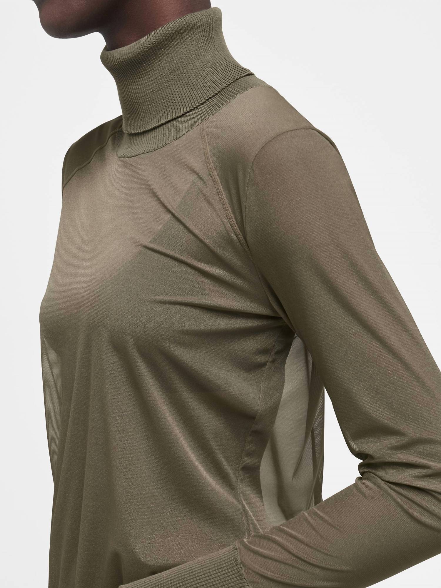 Wolford Tony Long Sleeve Pullover in hunter - women's sweater - detail view