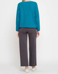Cotton Lani Patch Star Sweatshirt in teal - women's top - detail view