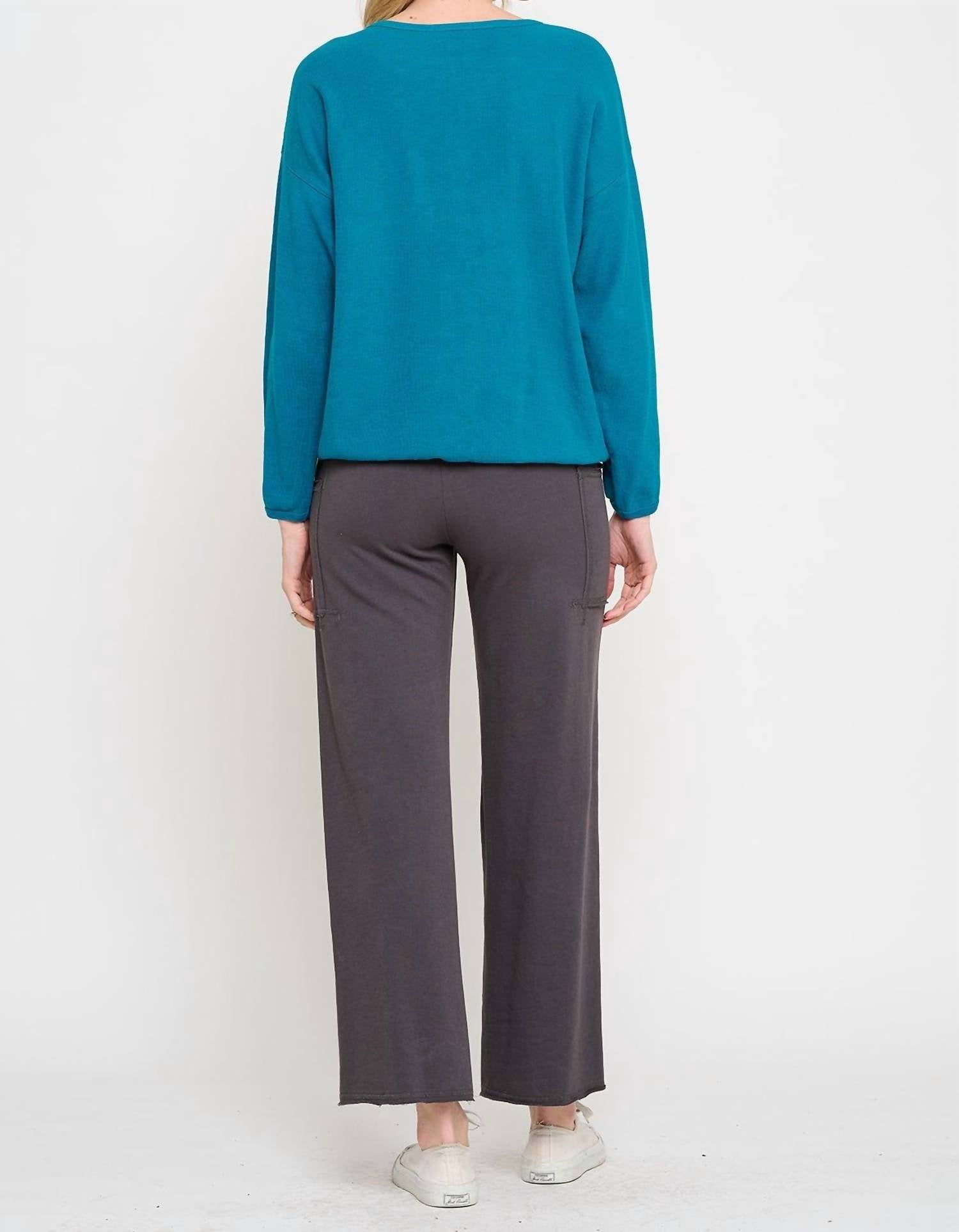 Cotton Lani Patch Star Sweatshirt in teal - women's top - detail view