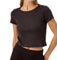 sundays Pointelle Baby Brother Tee in espresso - women's tee