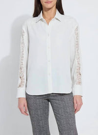 Lysse Natasha Lace Trim Shirt in ice - women's shirt