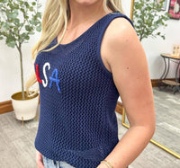 Main Strip - Loose Knit Usa Sweater Tank Top