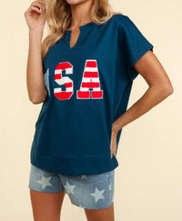 Haptics - Give Me Liberty Boxy Short Seeve V-neck Tee