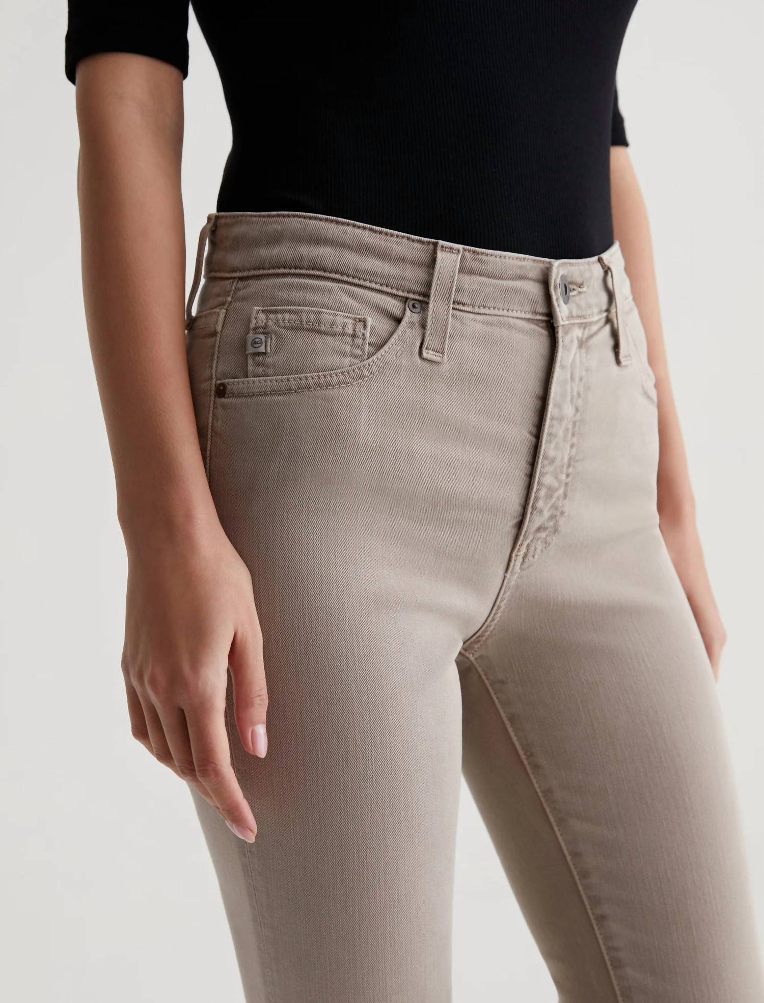 AG Jeans Mari Crop High Rise Slim Straight Jeans in desert taupe - women's jeans - view 4
