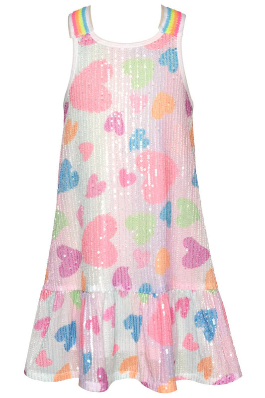 Baby Sara - Girl's Multi Heart Print Sequin Dress