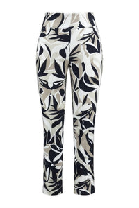 Joseph Ribkoff Tropical Print Slim Fit Pants in vanilla multi 1 - women's pants - view 5