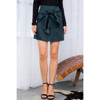 THML Front Tie Mini Skirt in teal - women's skirt