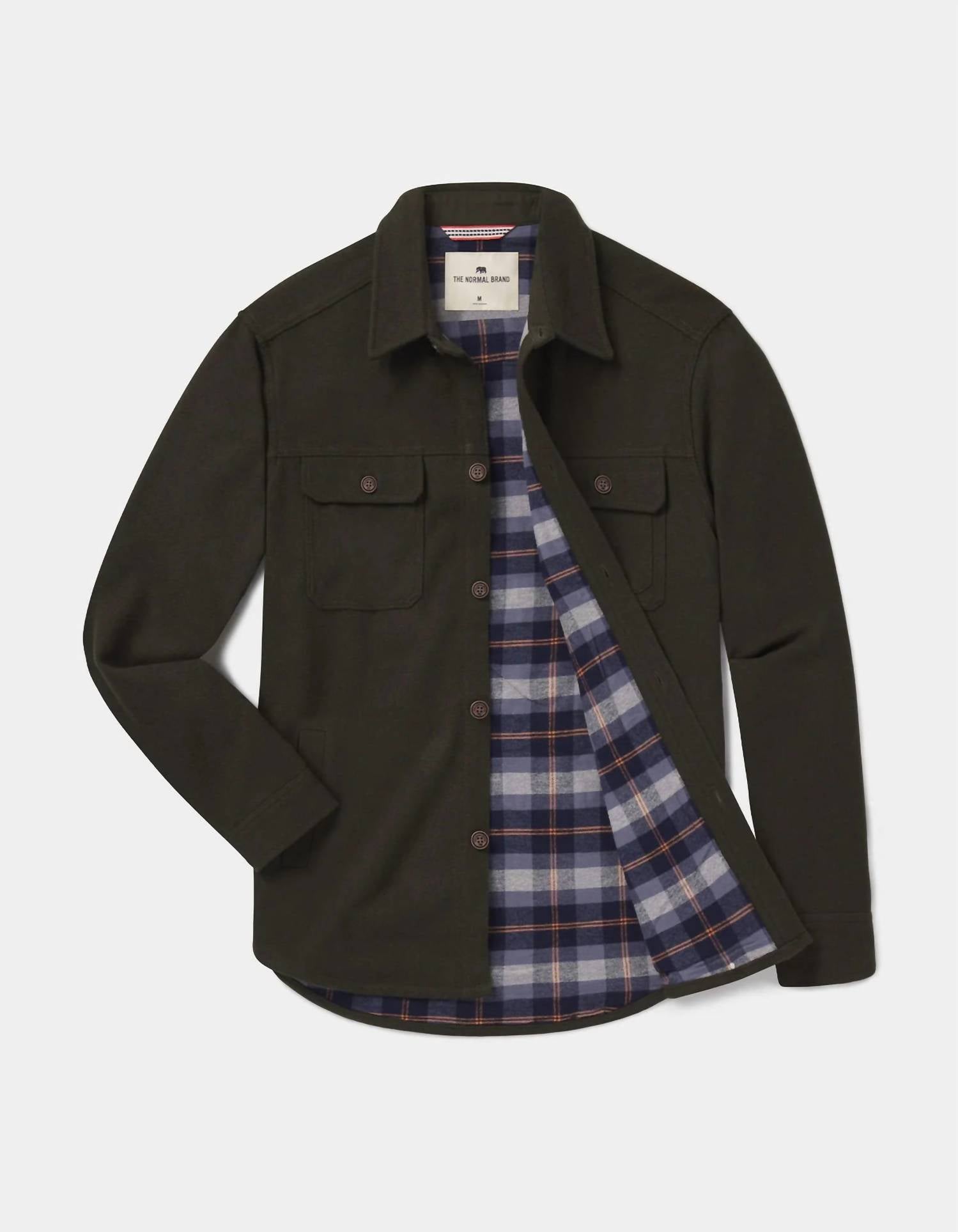 The Normal Brand Brightside Flannel Lined Workwear Jacket in green - men's shirt - view 4