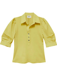 Fifteen Twenty Camden Contrast Henley Top in banana - women's blouse - detail view