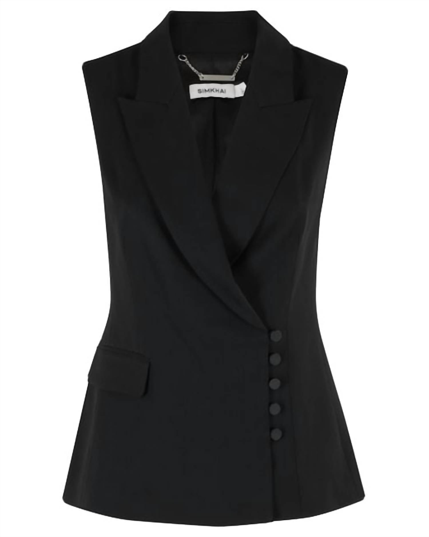JONATHAN SIMKHAI Women's Valerie Blazer Vest in black - women's jacket