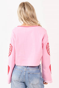 Day + Moon - Valentine Heart Patchwork Knit Top
