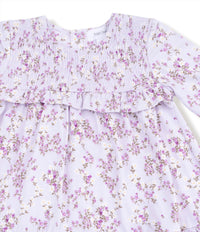 ANGEL DEAR Girl's Sweet Floral Smocked Dress And Leggings Set in purple - item - alternate view