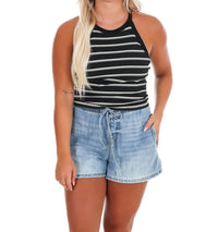 Miou Muse - Day Trip Stripe High Neck Tank Top