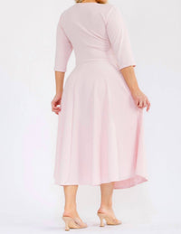 Karen Kane A-line Midi Dress in lt pink - women's dress - detail view