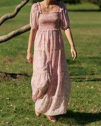 Davi & Dani - Smocked Bodice Maxi Dress