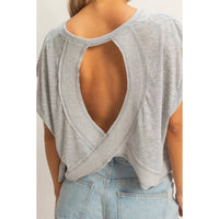 Hyfve - Boxy Crew Neck Cutout Back Top