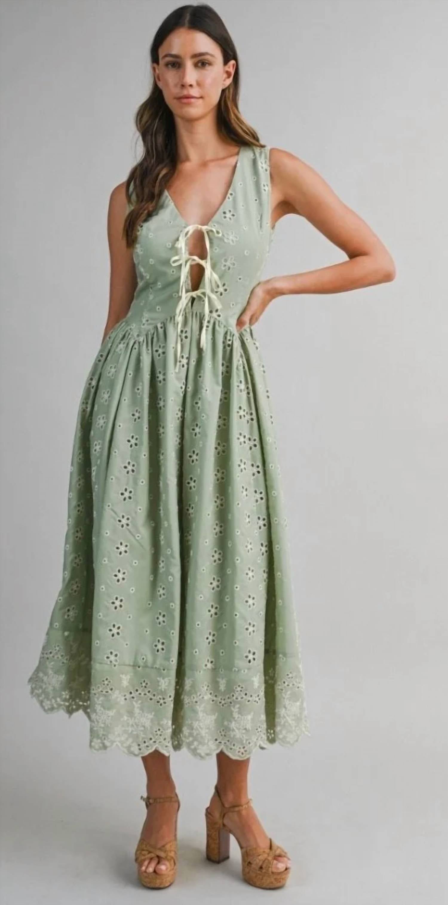 Mable - Kate Floral Eyelet Midi Dress