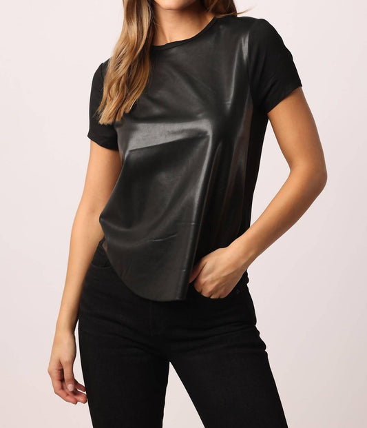 Elaina Pleather Front Short Sleeve Top