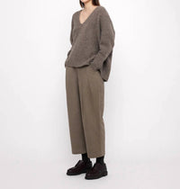 7115 by SZEKI Chunky V-neck Sweater in umber - women's sweater - view 4